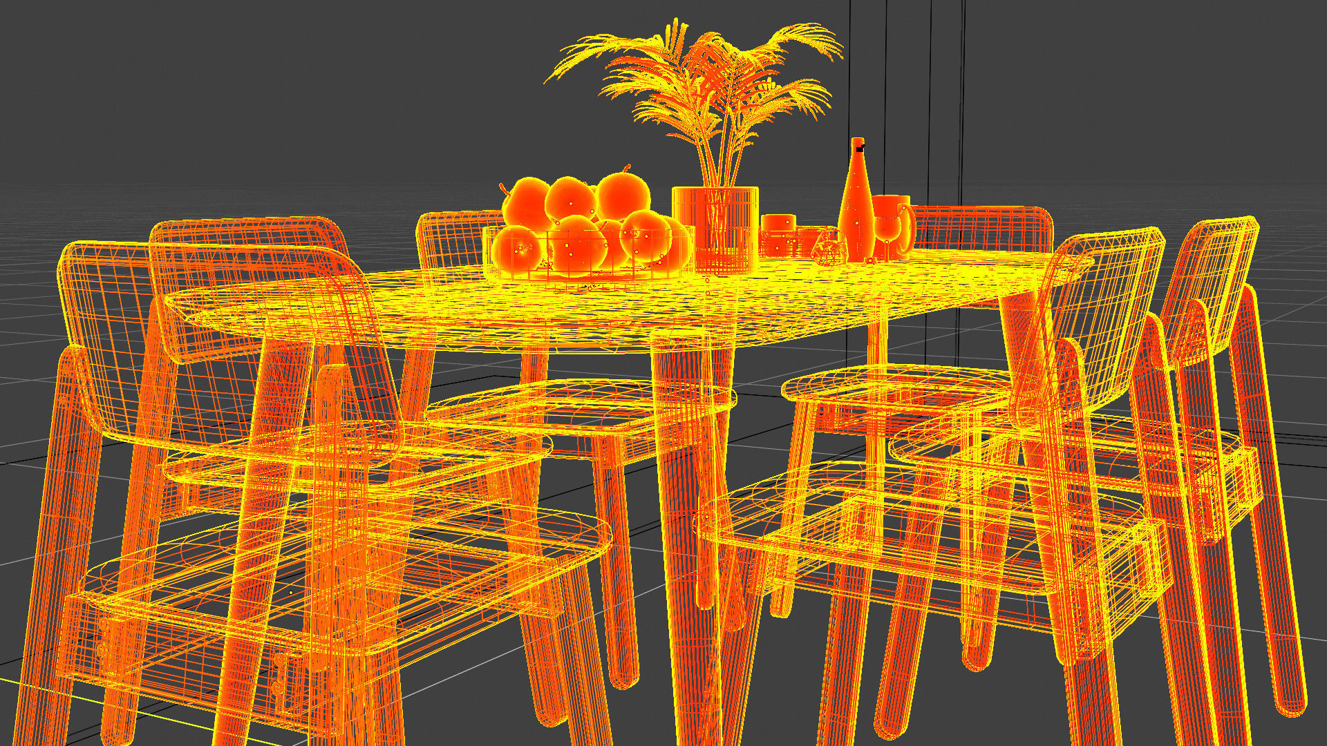 Round Dining Table and Chair  Low-poly 3D model_7