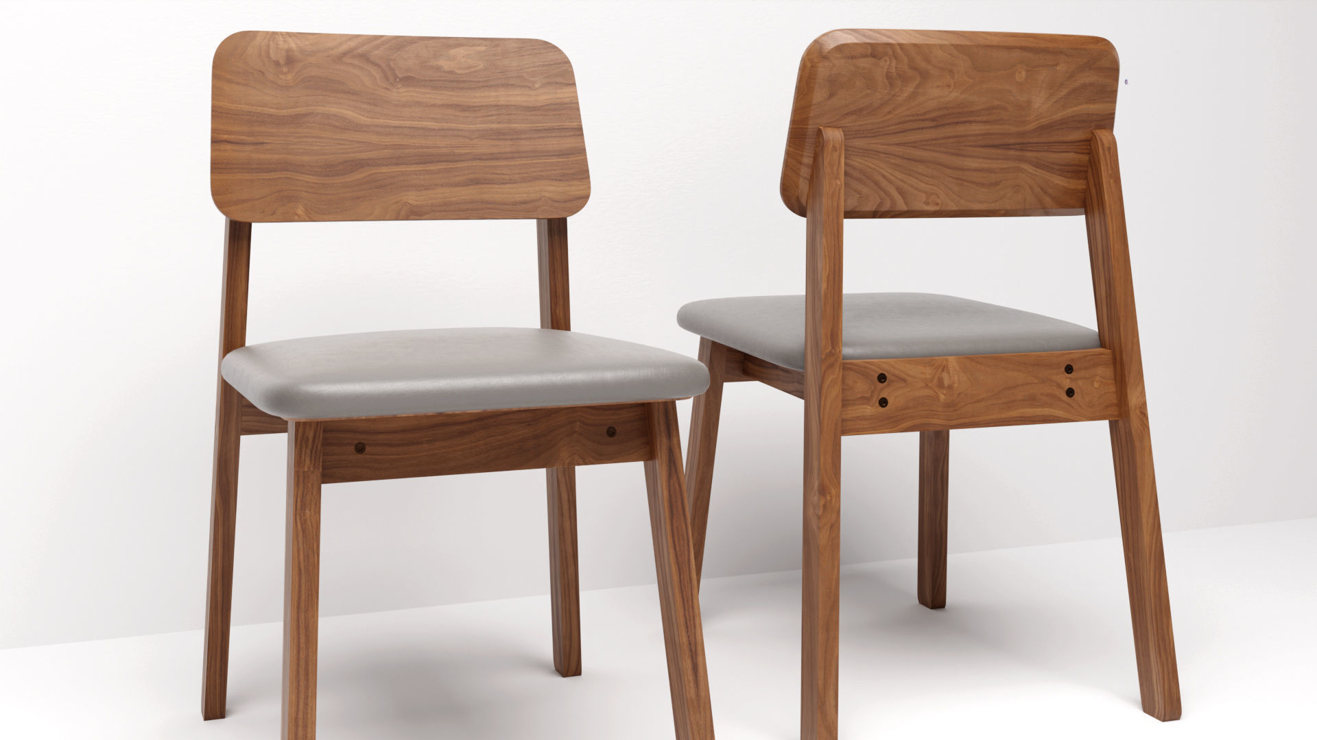 Round Dining Table and Chair  Low-poly 3D model_6