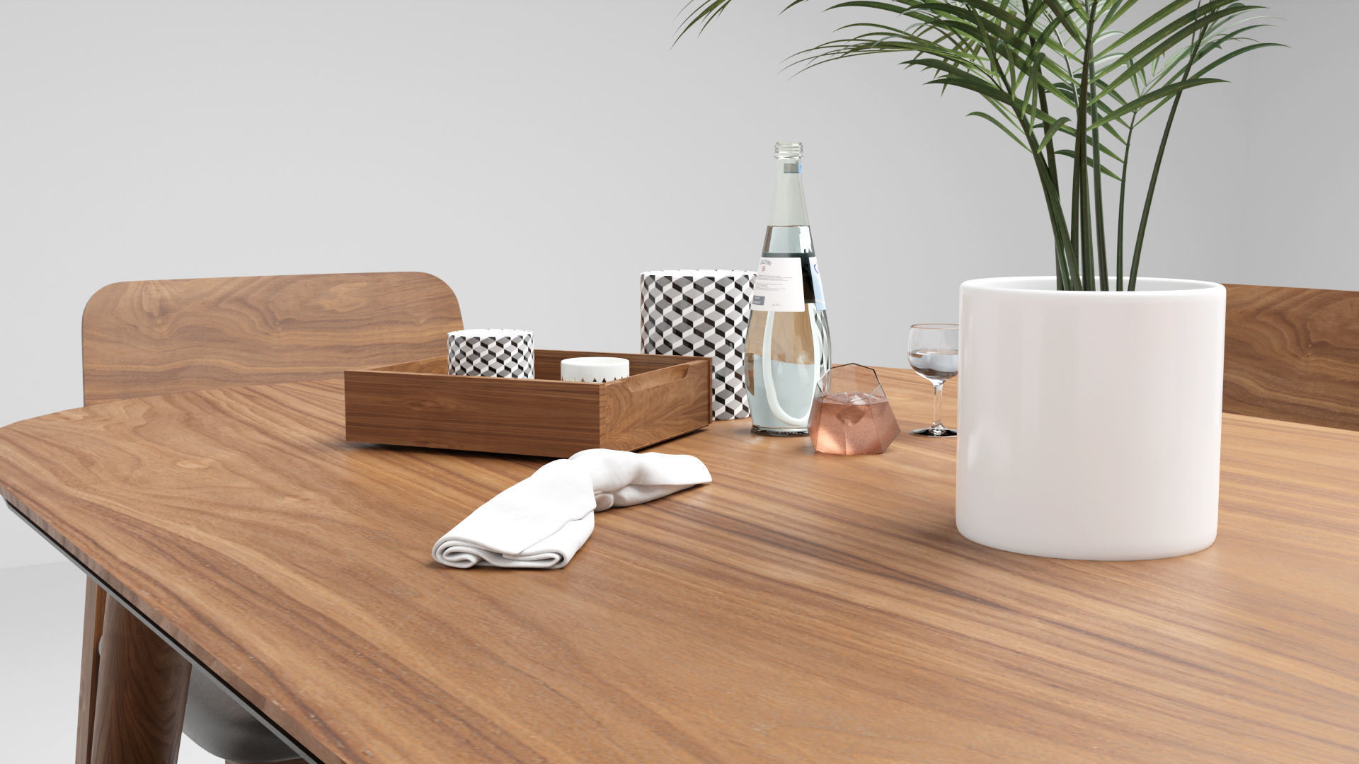 Round Dining Table and Chair  Low-poly 3D model_3