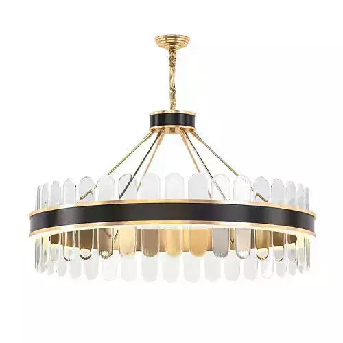browser chandelier with glass and gold trim