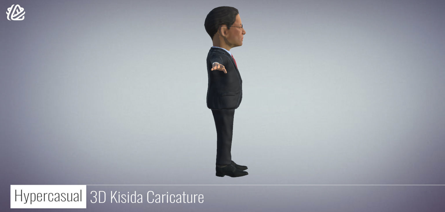 Kishida Fumio - Political 3D Caricature Low-poly 3D model_2