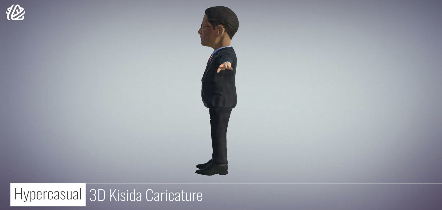 Kishida Fumio - Political 3D Caricature Low-poly 3D model_3