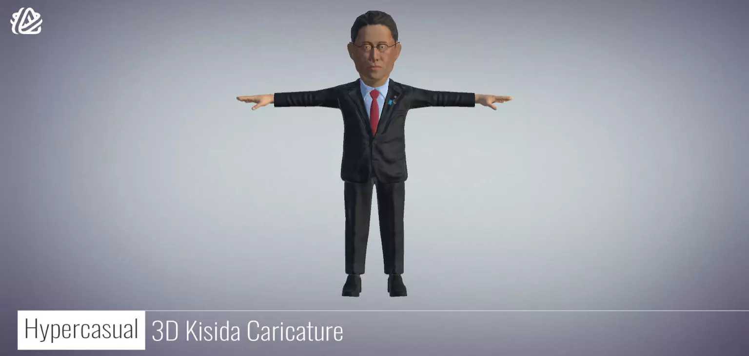 Kishida Fumio - Political 3D Caricature Low-poly 3D model_0