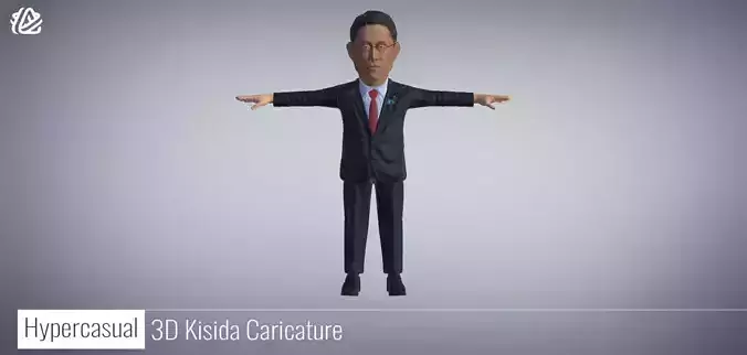 Kishida Fumio - Political 3D Caricature Low-poly 3D model