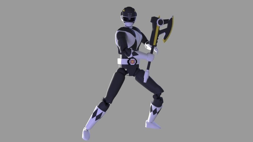 Super rangers Black ranger Action figure 3D print model_4
