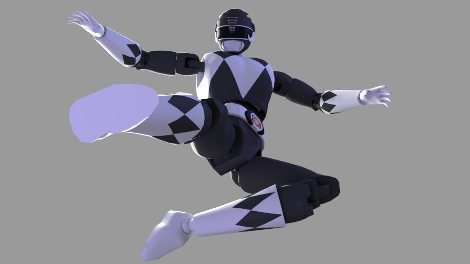 Super rangers Black ranger Action figure 3D print model_7