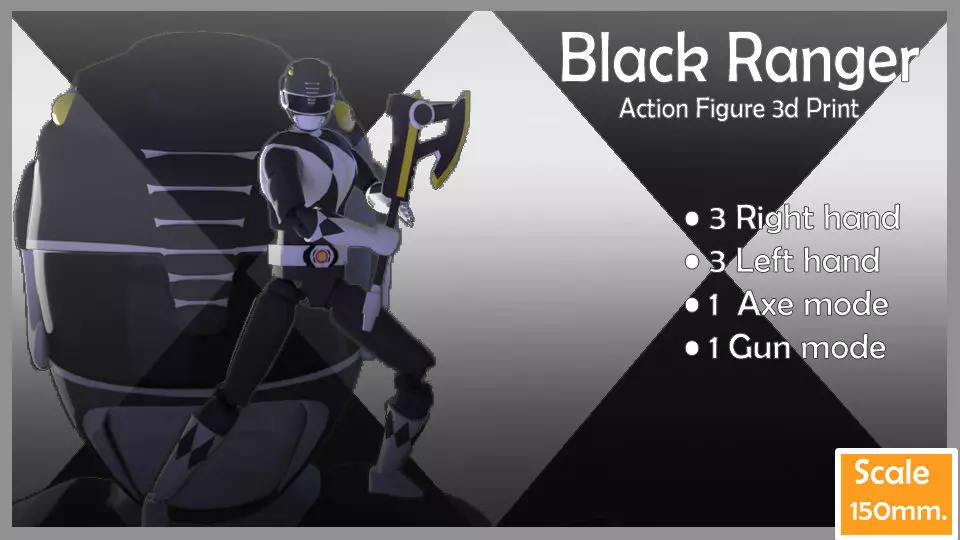 Super rangers Black ranger Action figure 3D print model_0