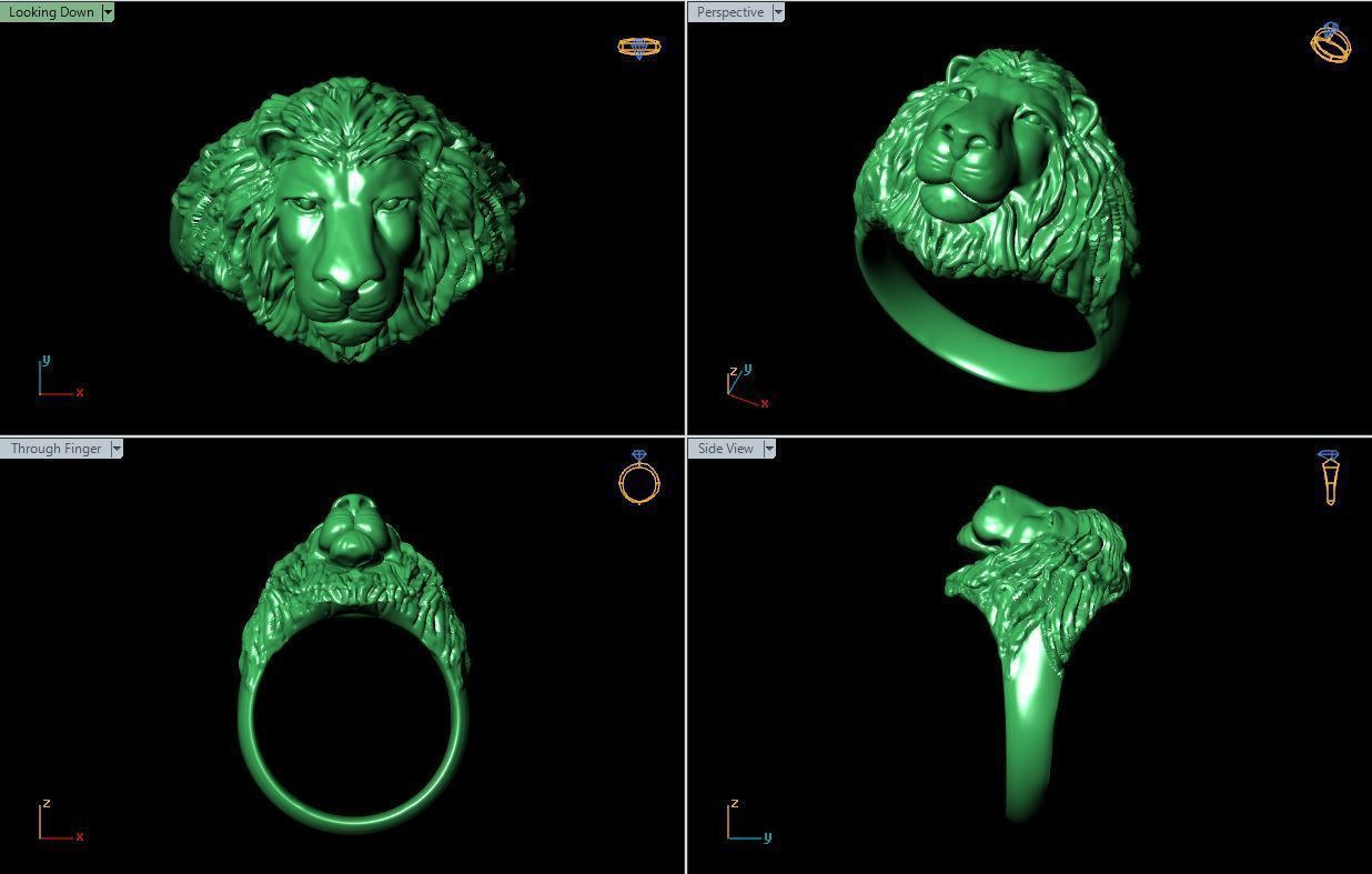 Lion Ring 3D print model_3