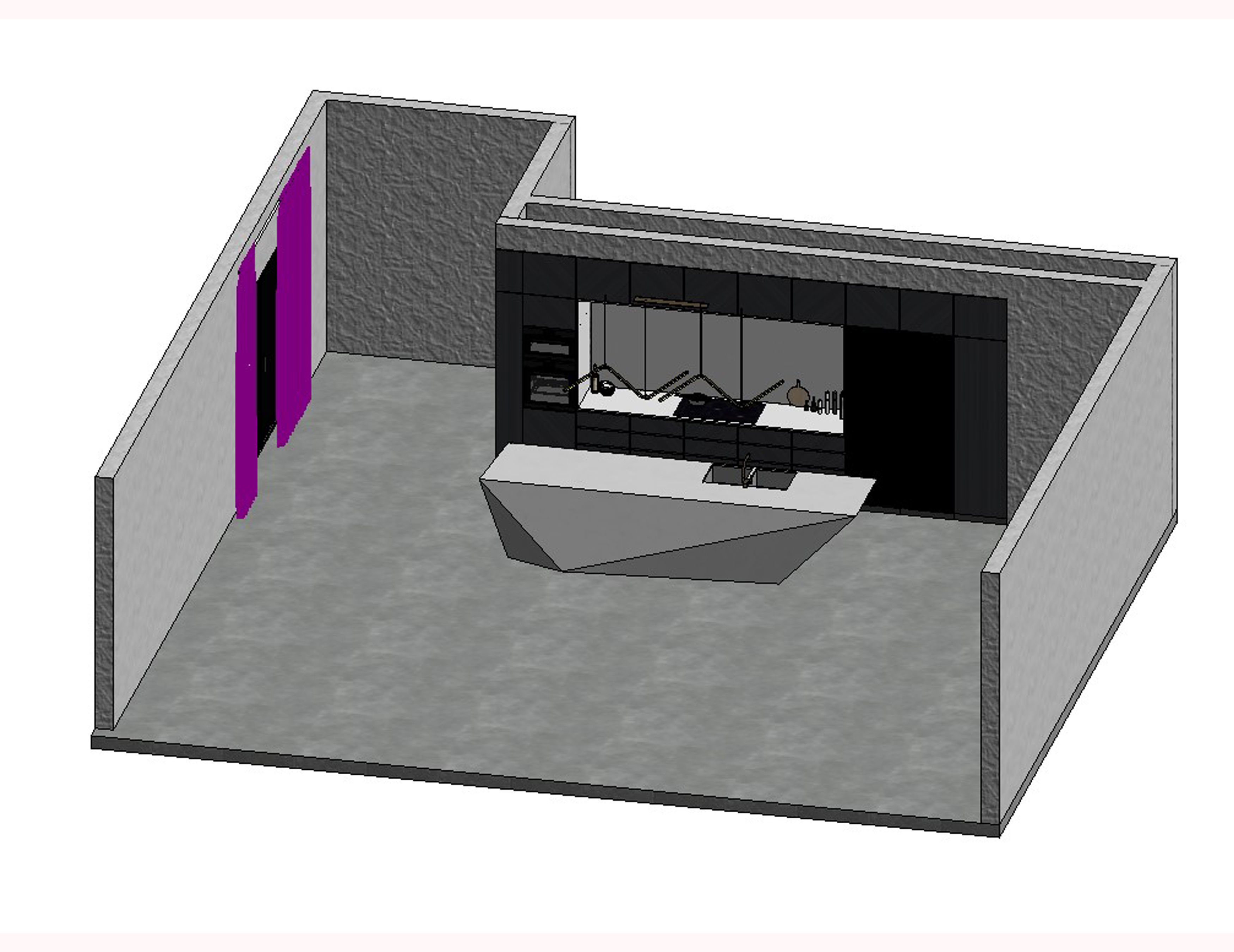 Modern Kitchen Created in Revit 14 Low-poly 3D model_20