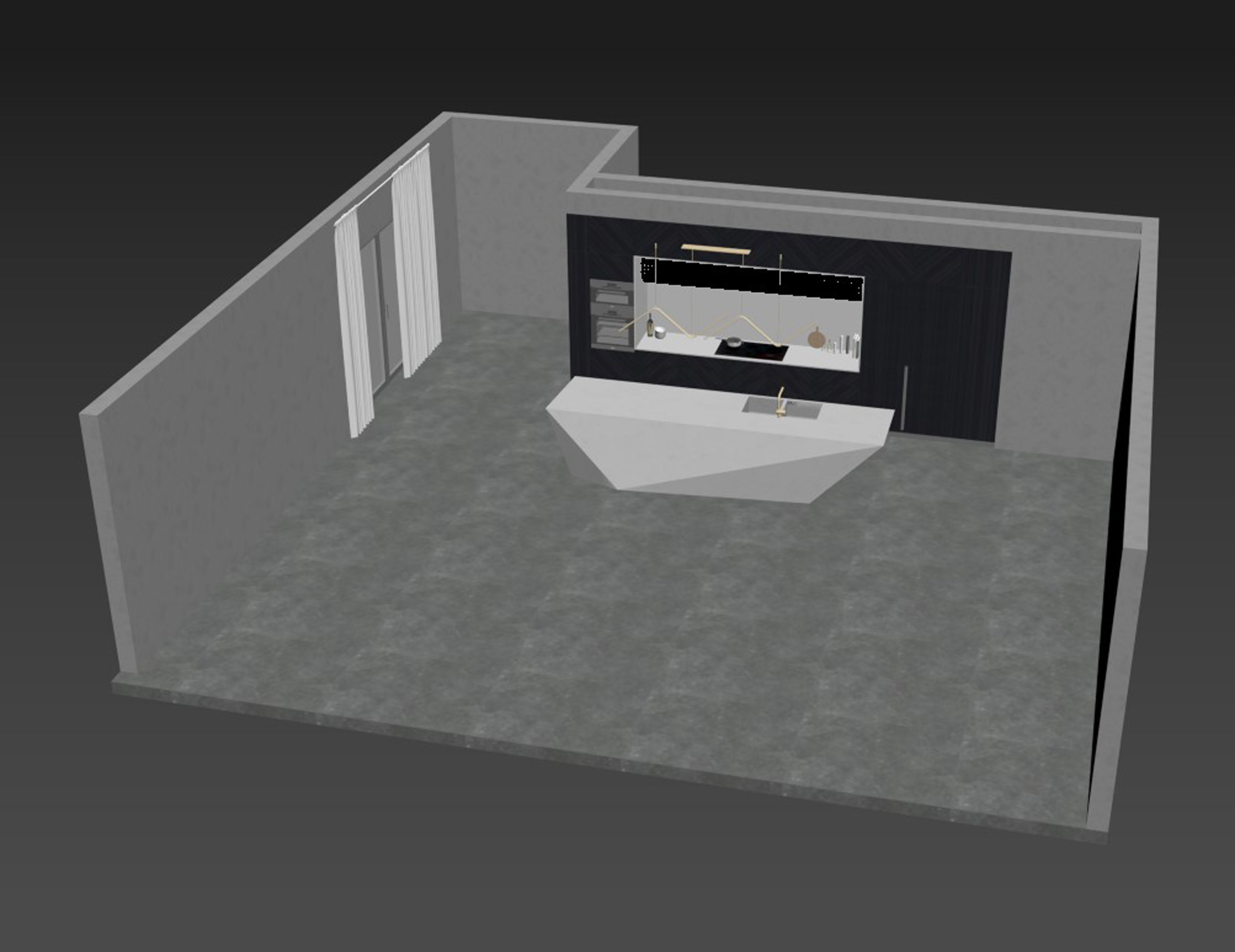 Modern Kitchen Created in Revit 14 Low-poly 3D model_21