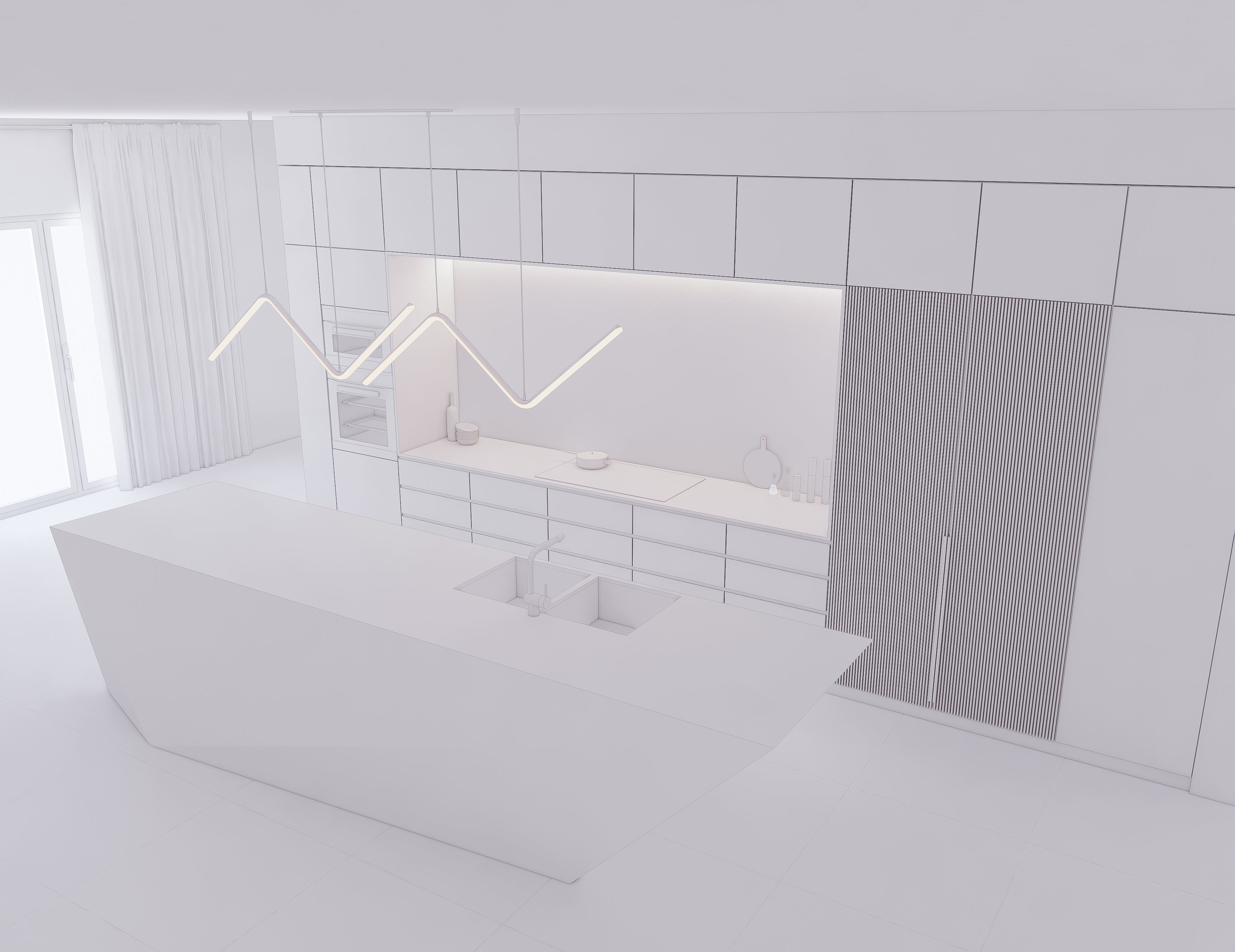 Modern Kitchen Created in Revit 14 Low-poly 3D model_13