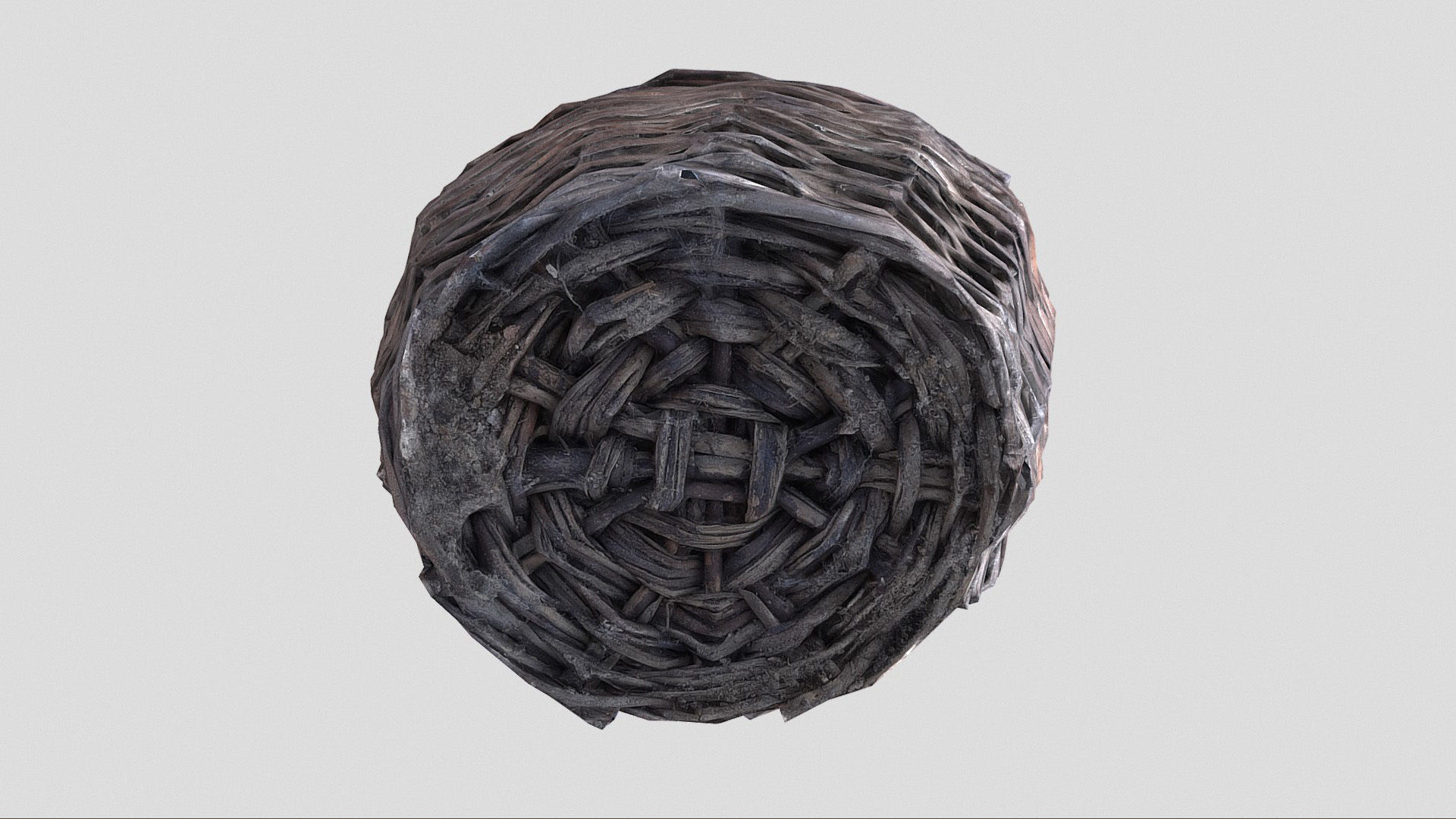 Old wine bottle with basket Low-poly 3D model_3