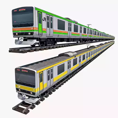 JR East E231 Train Series Tokyu Japan Railway Low-poly 3D model