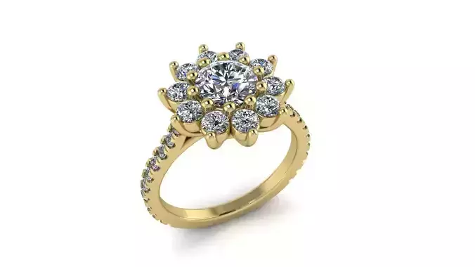Round halo Engagement ring