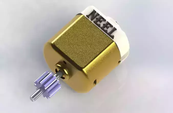 DC-motor gold motor with wire 3D model