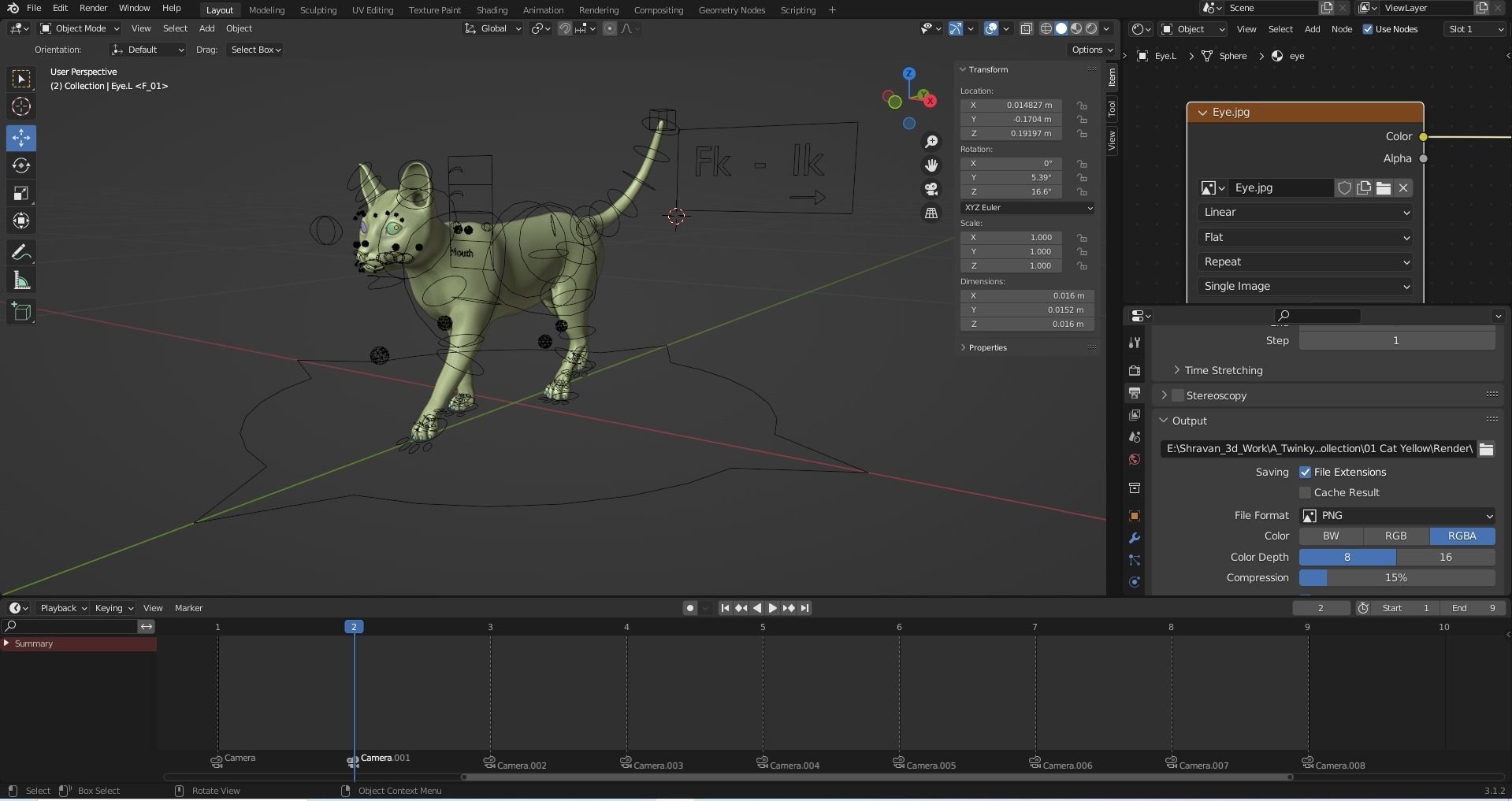3D Cat Grey Rigged in Blender Low-poly 3D model_12