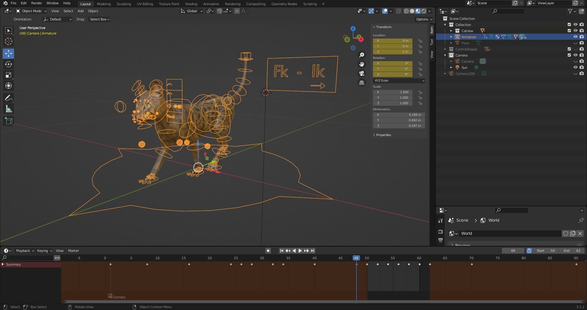 3D Cat Grey Rigged in Blender Low-poly 3D model_16