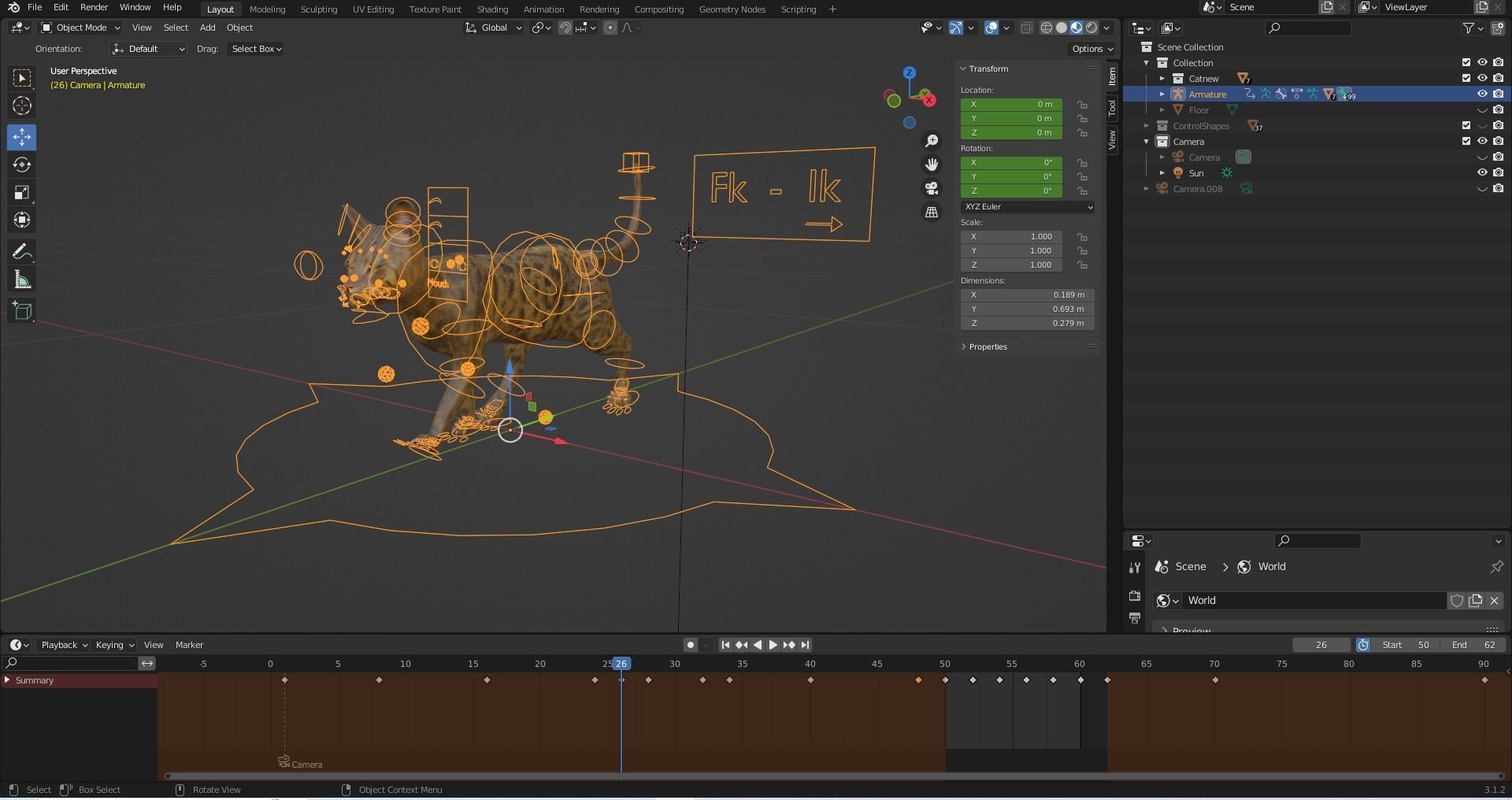 3D Cat Grey Rigged in Blender Low-poly 3D model_17