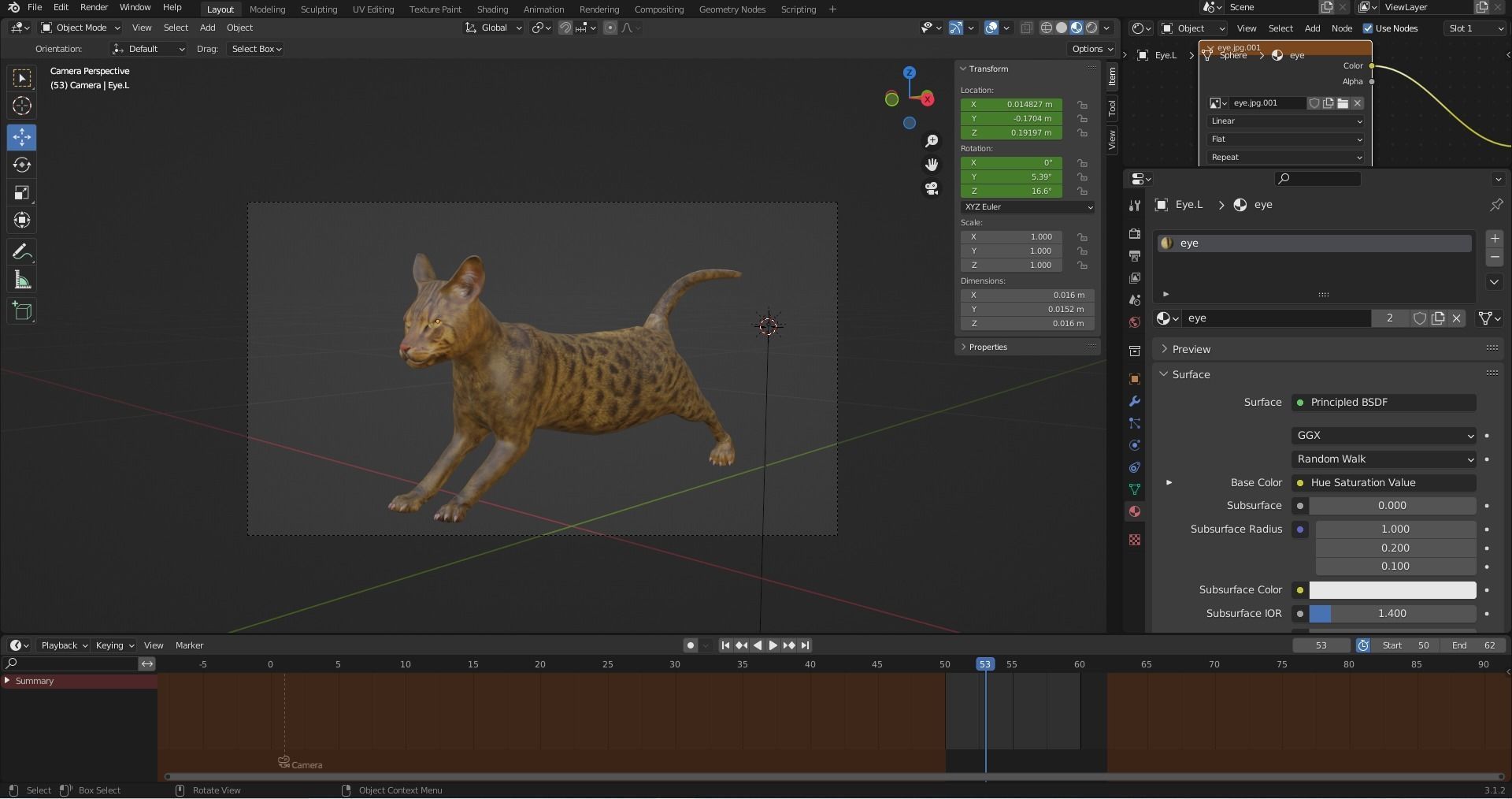 3D Cat Grey Rigged in Blender Low-poly 3D model_14