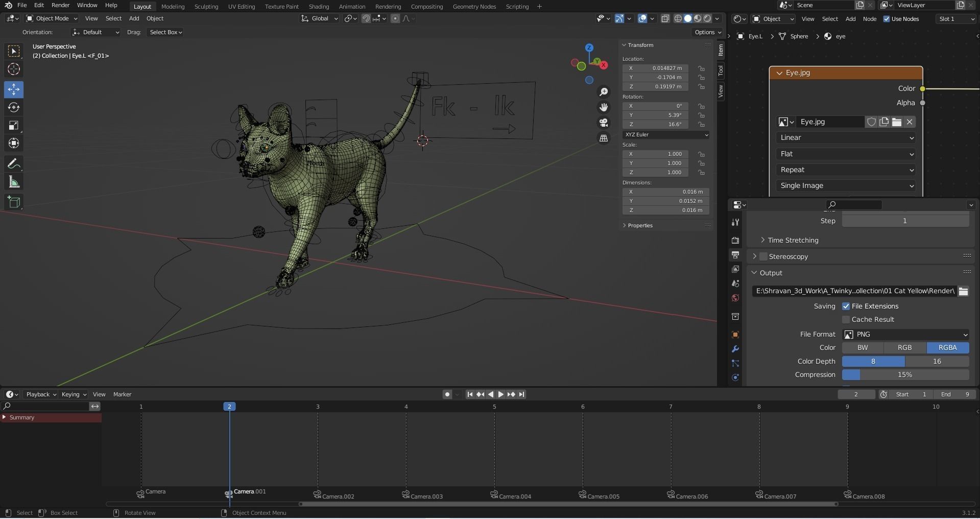 3D Cat Grey Rigged in Blender Low-poly 3D model_13