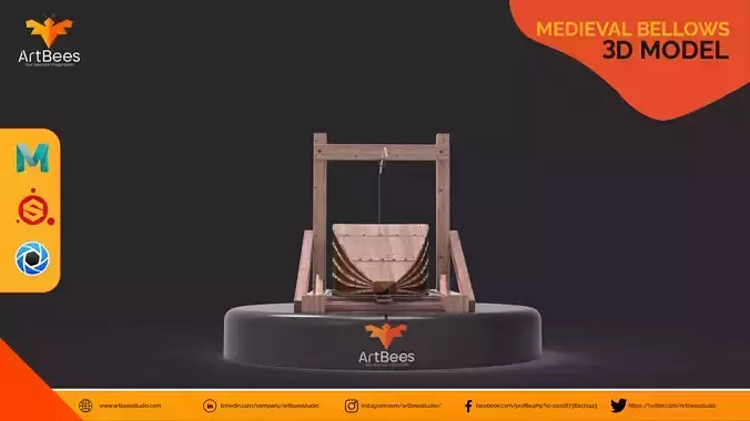 Medieval Bellows 3D Model Low-poly 3D model
