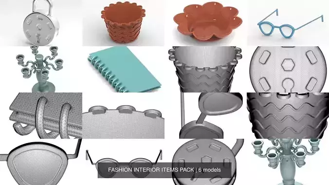 FASHION INTERIOR ITEMS PACK 3D Model Collection