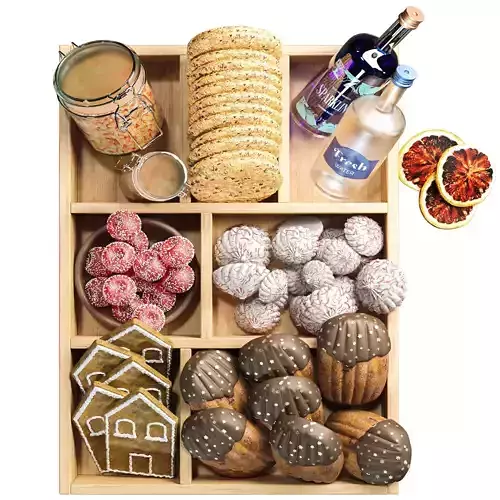 Tray with cookies and gingerbread