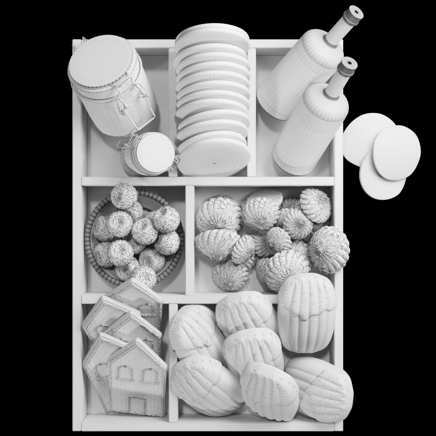 Tray with cookies and gingerbread 3D model_1