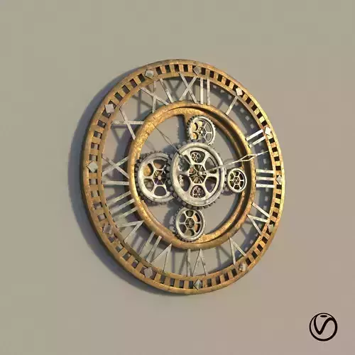 Steampunk Clock Grunge 3D
