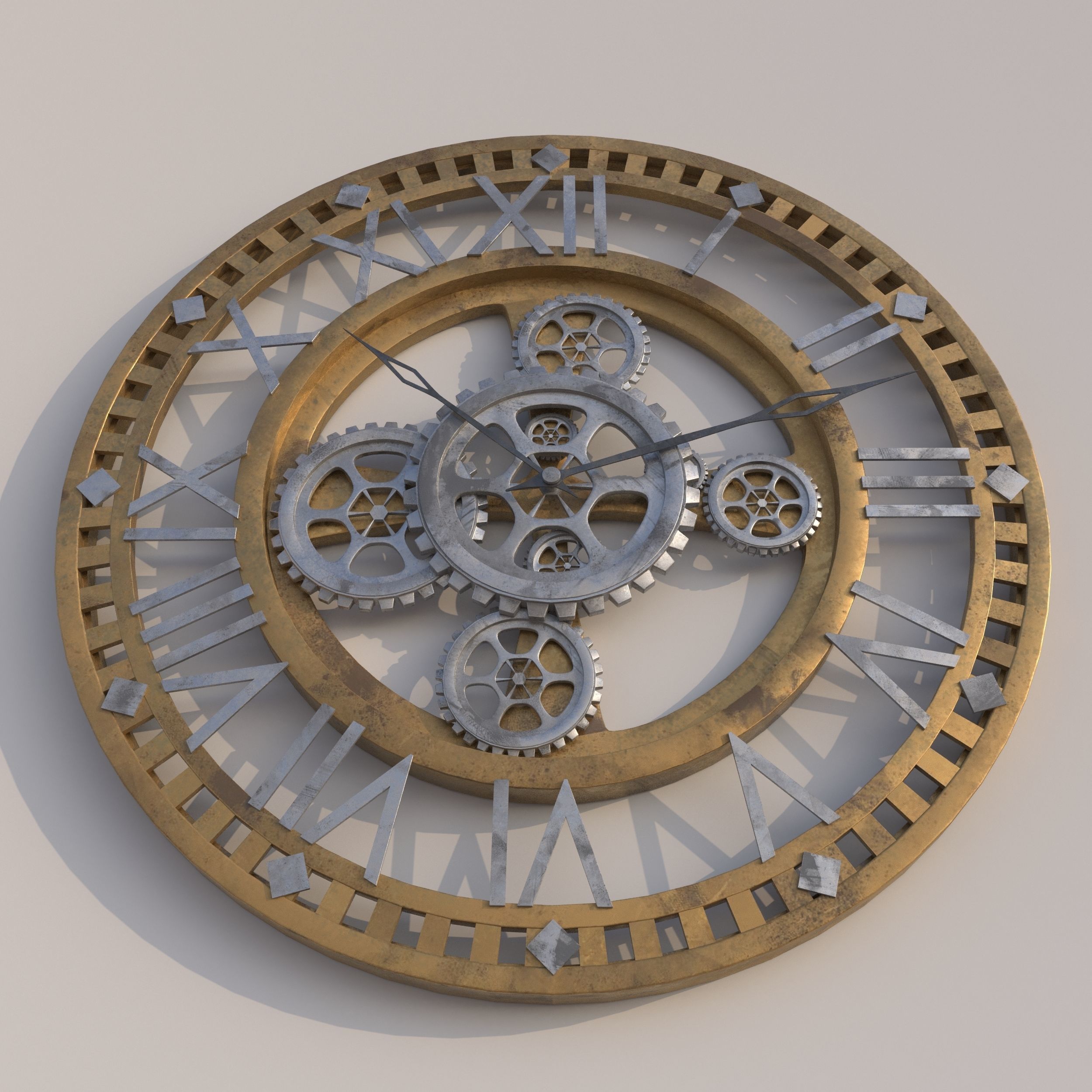 Steampunk Clock Grunge 3D 3D model | CGTrader