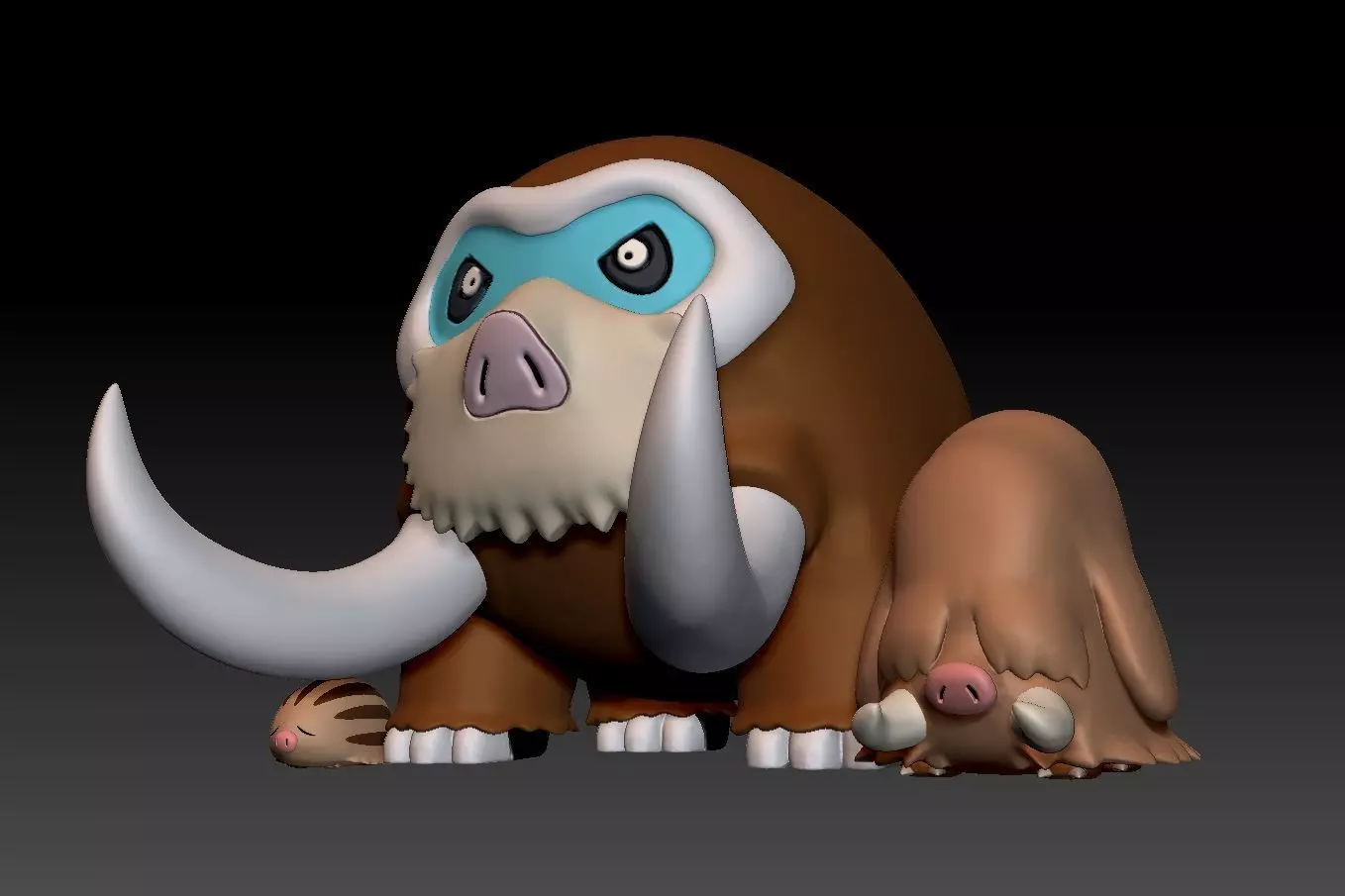 Pokemon Swinub Piloswine Mamoswine 3D print model_0