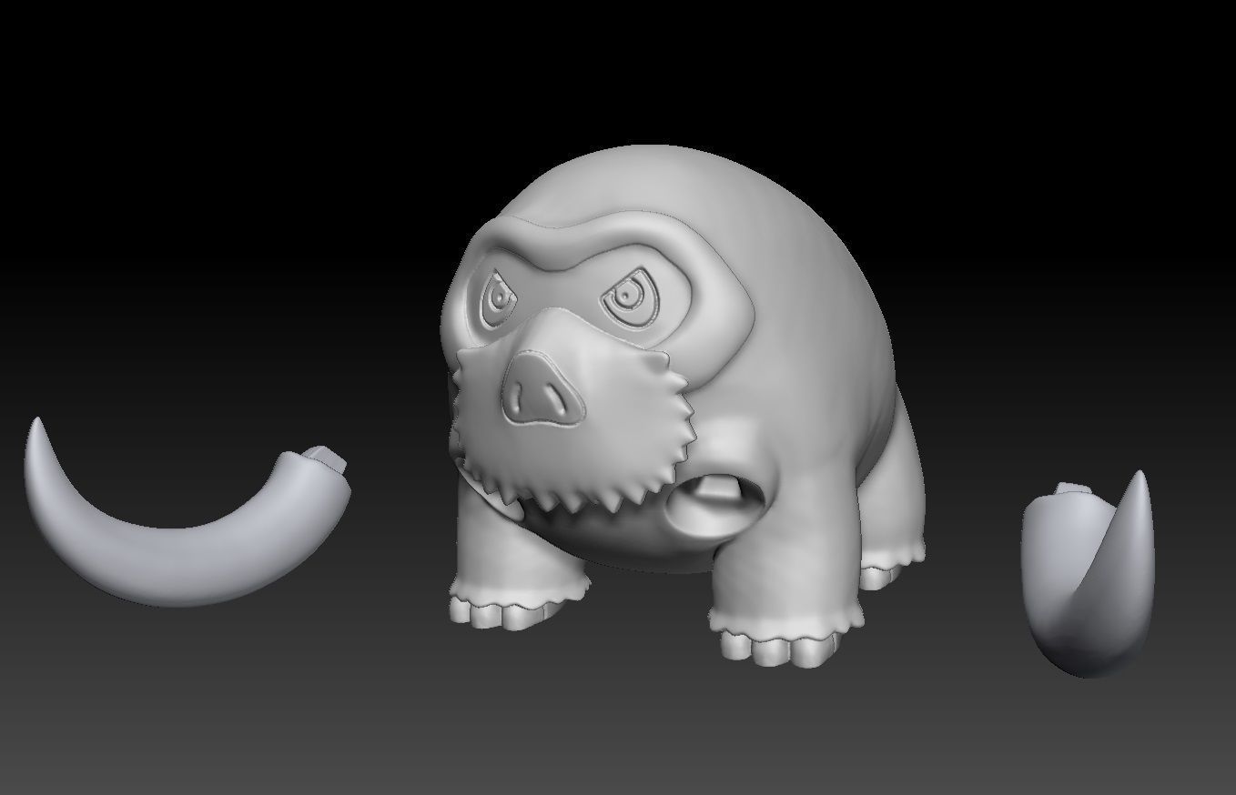 Pokemon Swinub Piloswine Mamoswine 3D print model_4