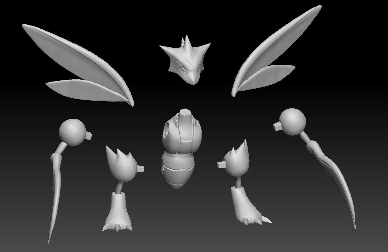 Pokemon Scyther Scizor Mega Evolution 3D print model_4