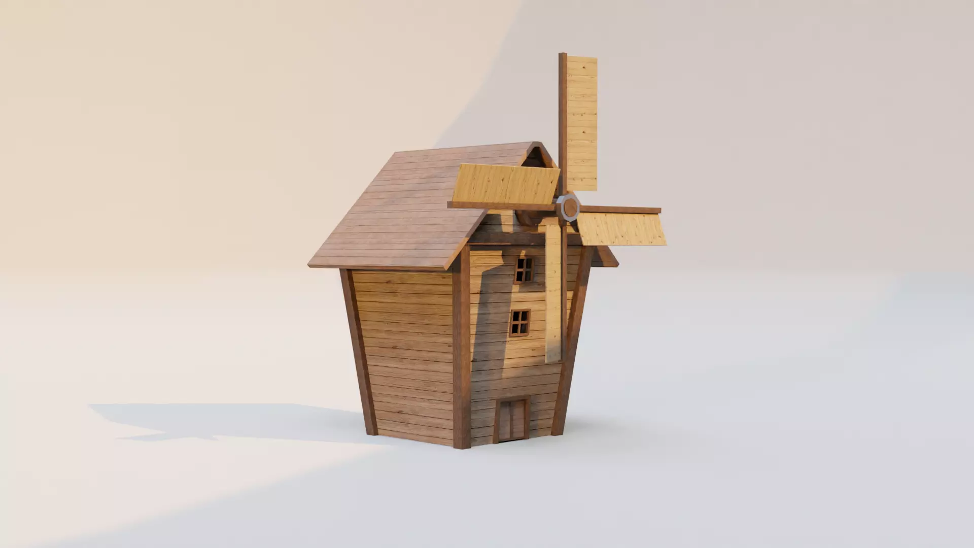 3d model Mill wooden windmill Low-poly 3D model_0
