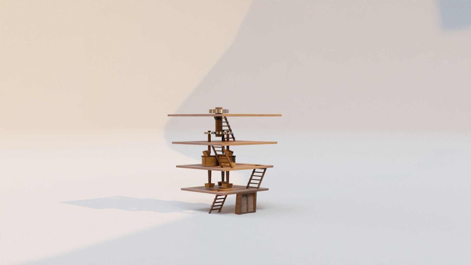 3d model Mill wooden windmill Low-poly 3D model_2