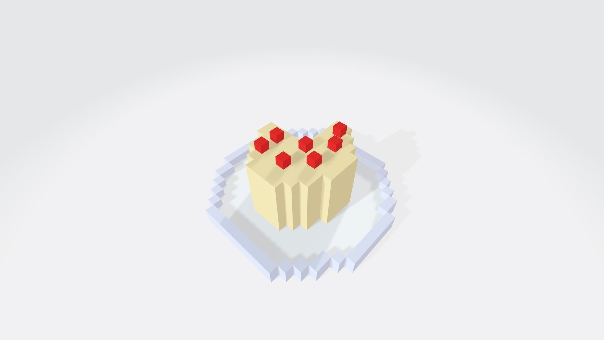 Voxel Vanilla and strawberry cake Low-poly 3D model_2