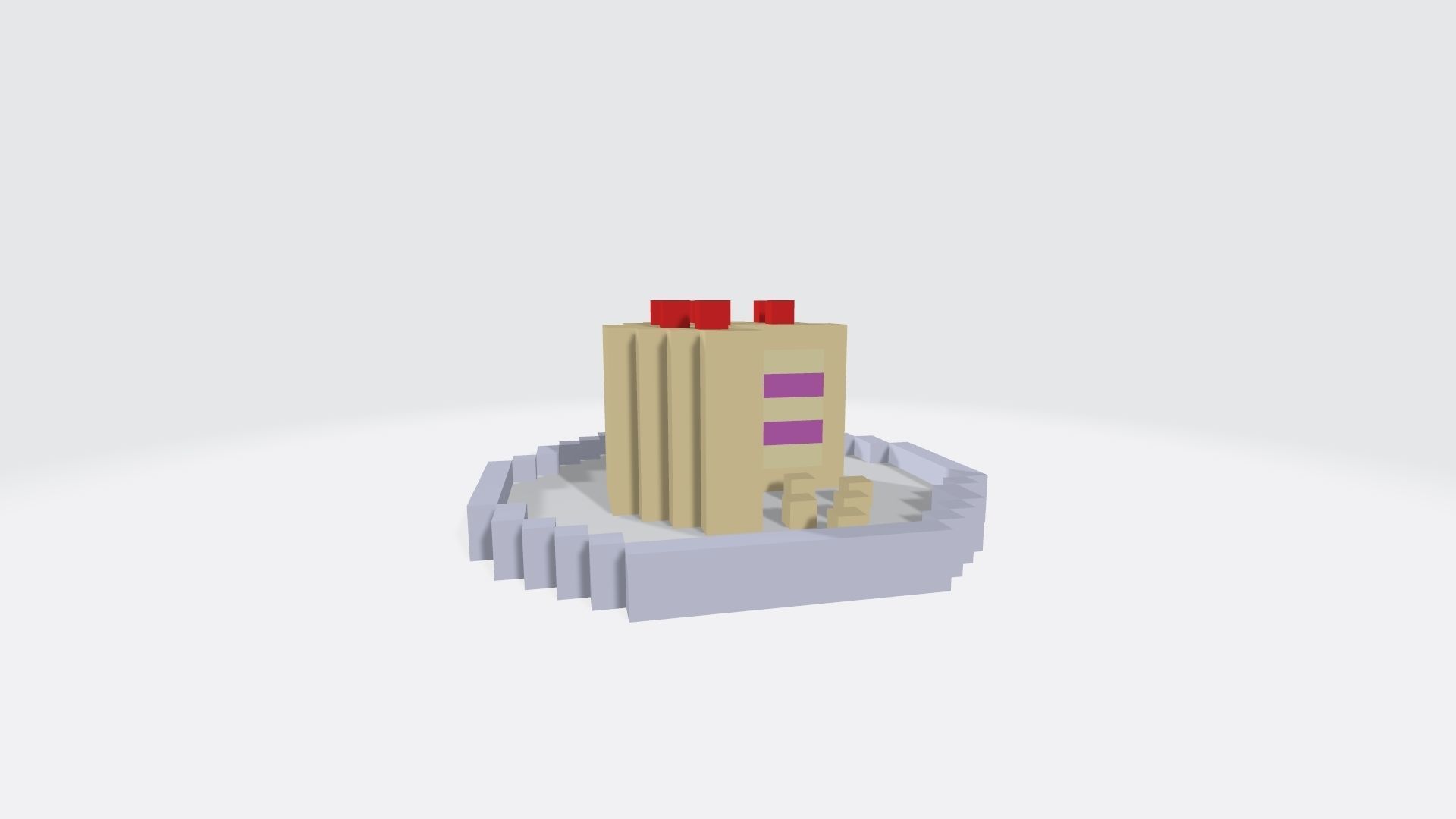 Voxel Vanilla and strawberry cake Low-poly 3D model_5