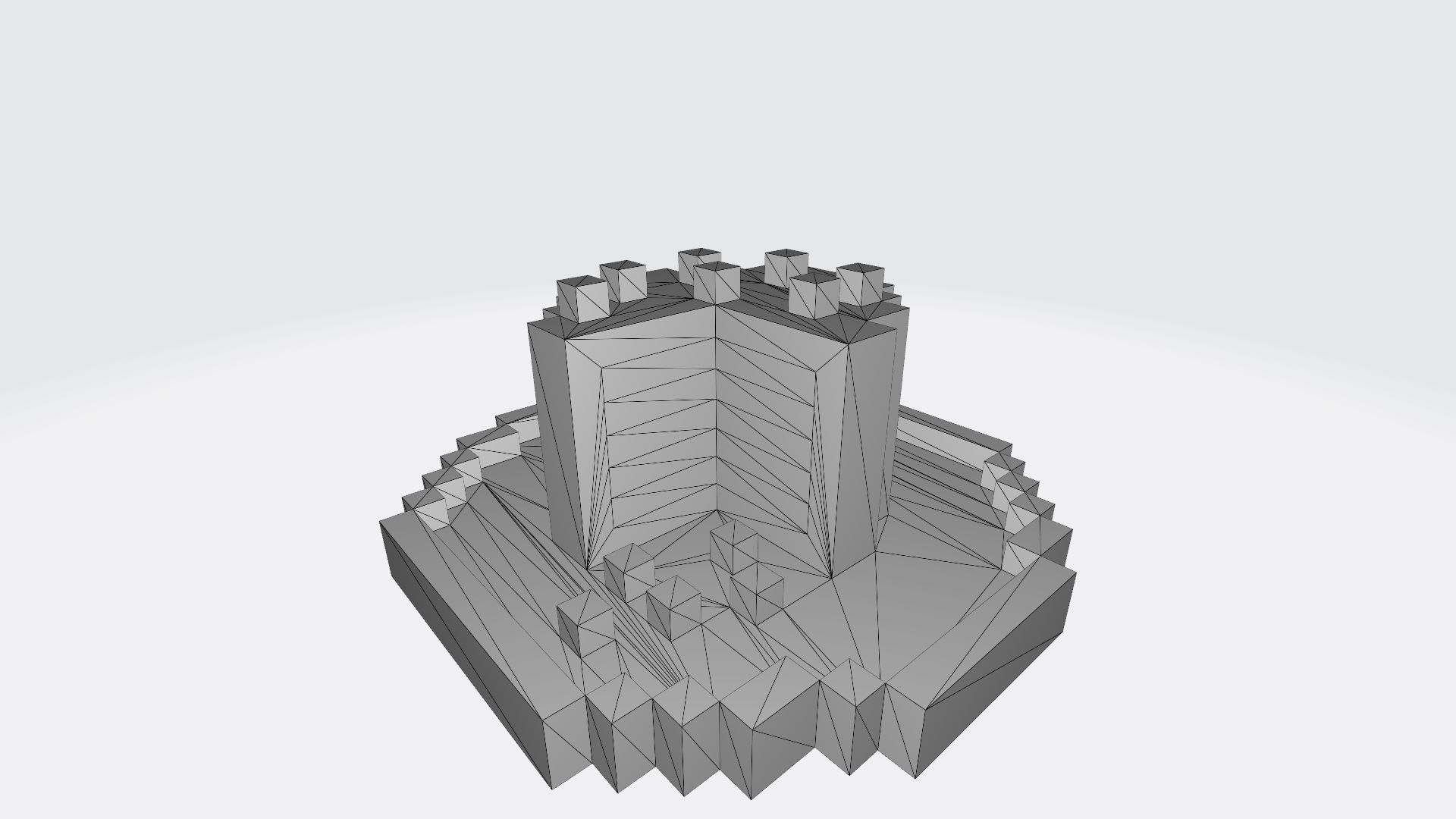 Voxel Vanilla and strawberry cake Low-poly 3D model_8