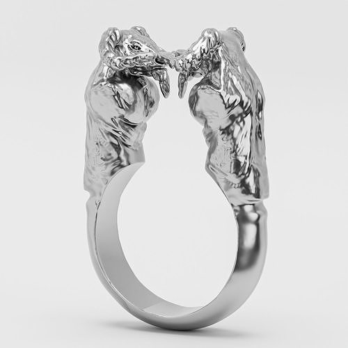 twin minotaur ring 3dprinting STL all sizes Free 3D print model