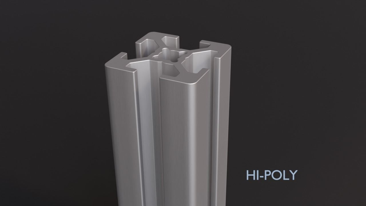 8020 30mm  4-slot extrusion 3D model_2