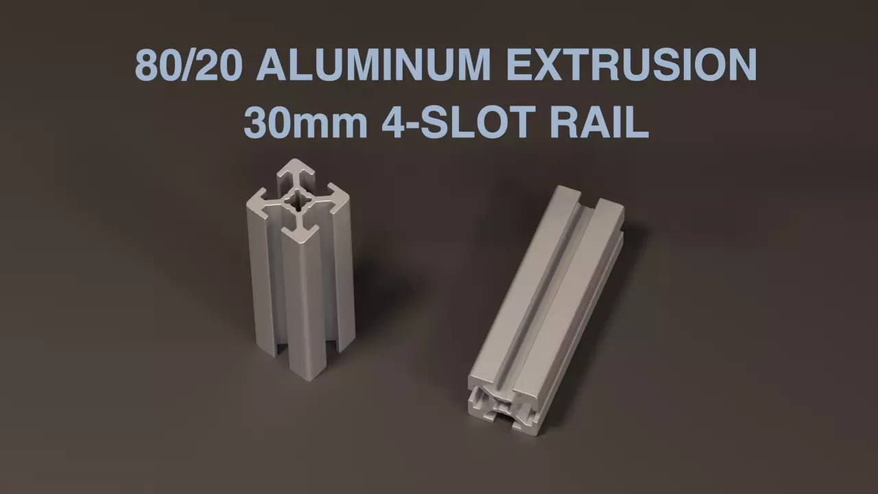 8020 30mm  4-slot extrusion 3D model_0