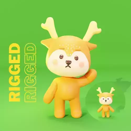 Cute Cartoon Character Rigged Deer 3D model