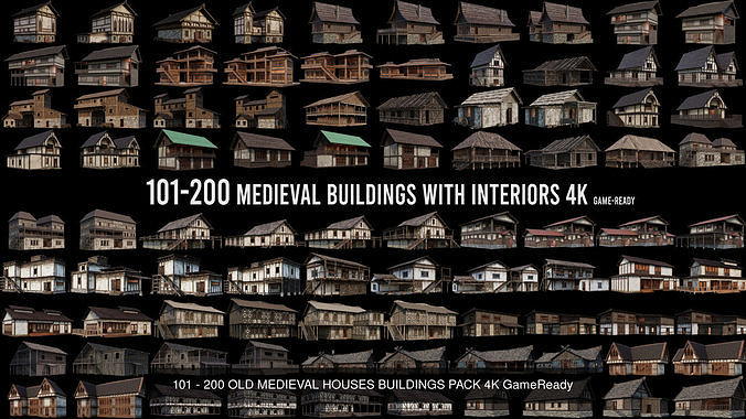 1 - 200 OLD MEDIEVAL HOUSES BUILDINGS PACK 4K GameReady 3