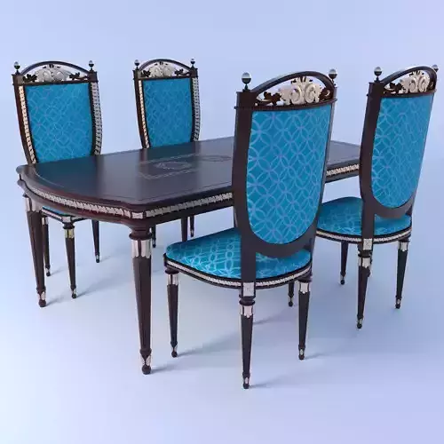 Classic dinner table Low-poly 3D model