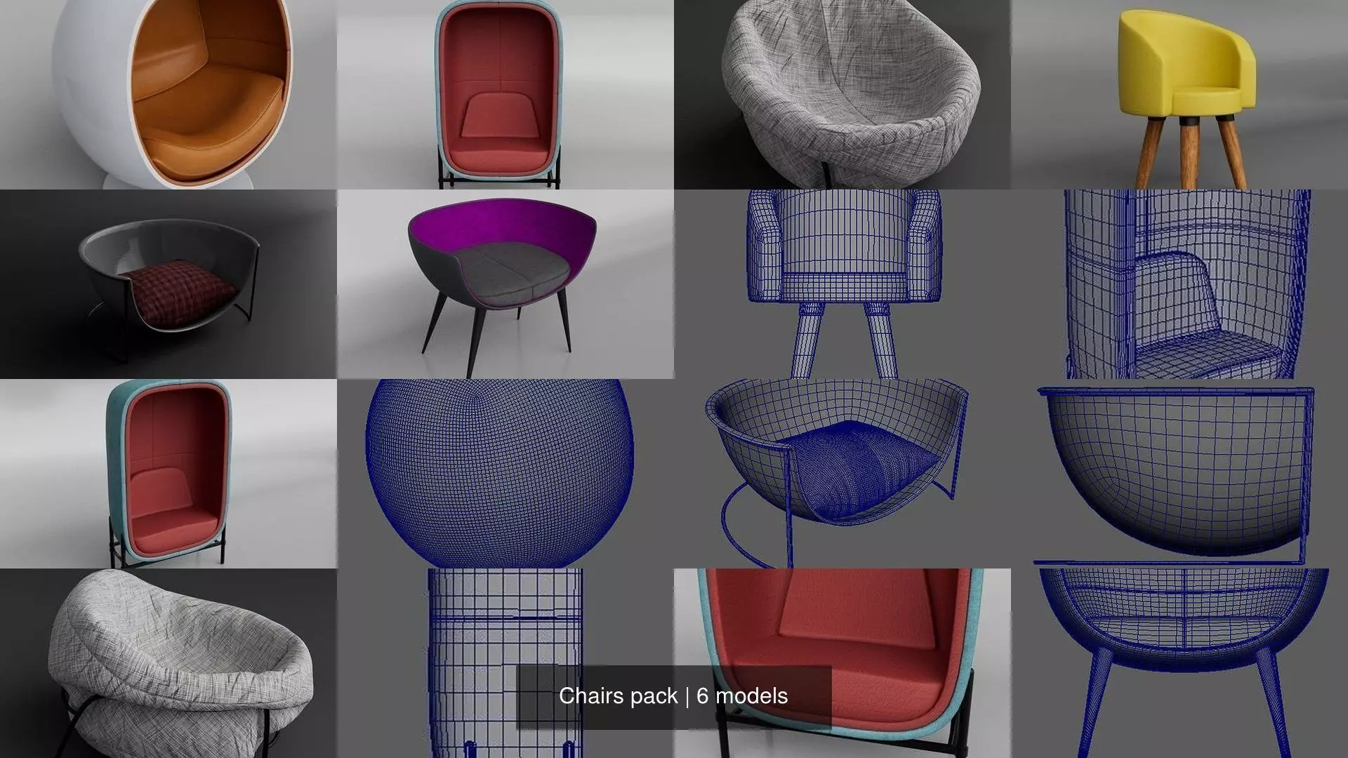 Chairs pack 3D Model Collection_1