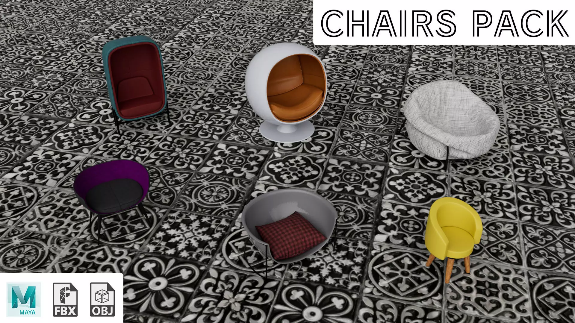 Chairs pack 3D Model Collection_0