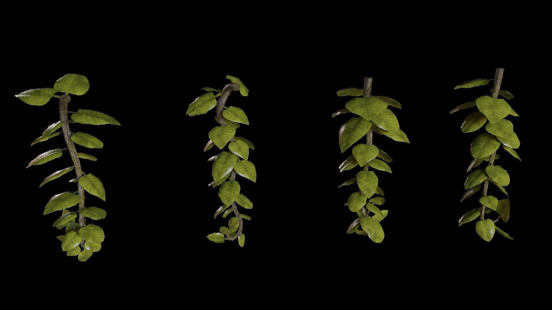 Cave Plants - Vines Roots Ferns Mushrooms 28 Pieces Low-poly 3D model_1