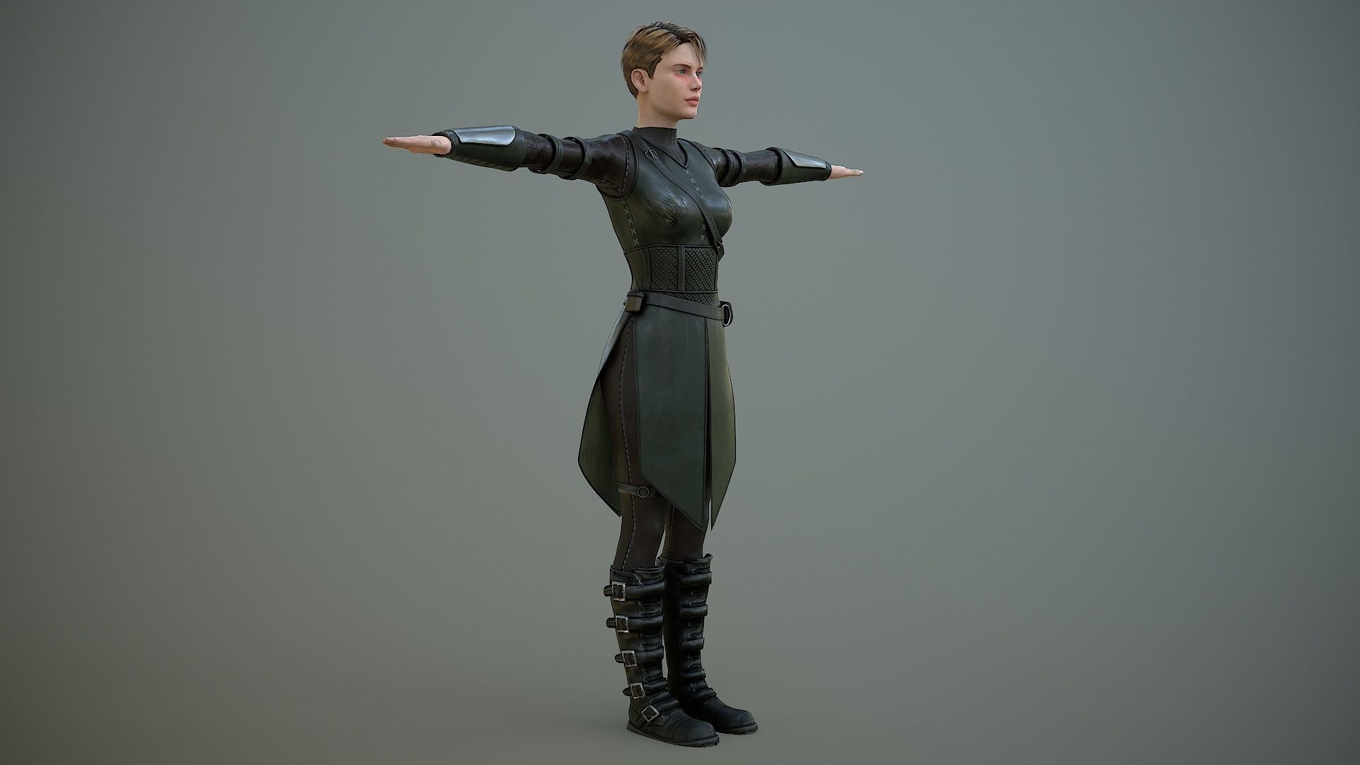 Warrior Girl Spy Low-poly 3D model_4
