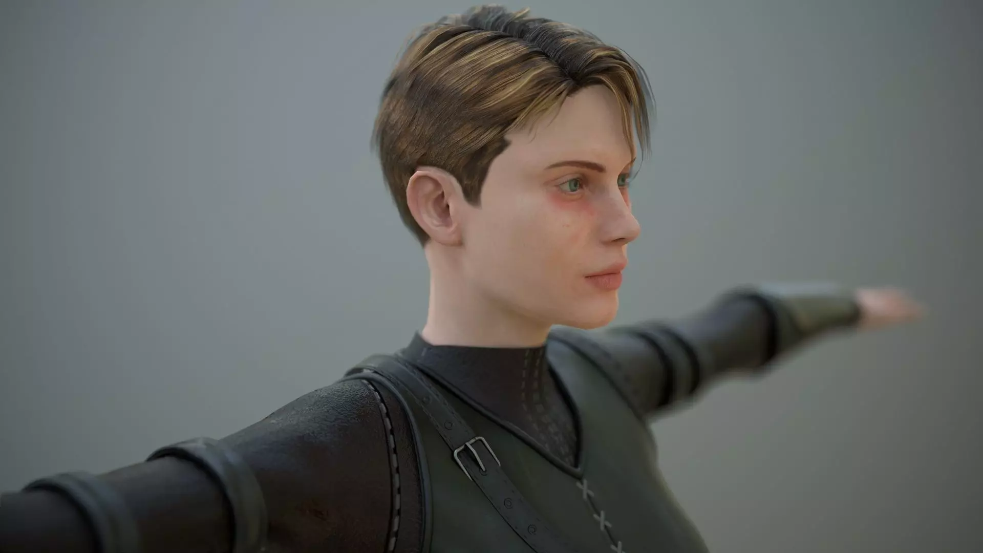 Warrior Girl Spy Low-poly 3D model_0