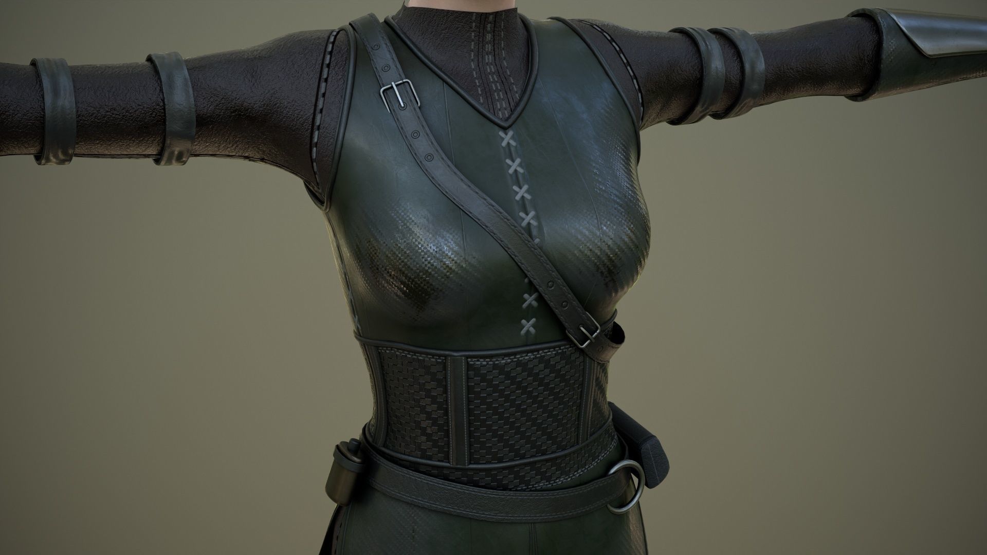 Warrior Girl Spy Low-poly 3D model_14